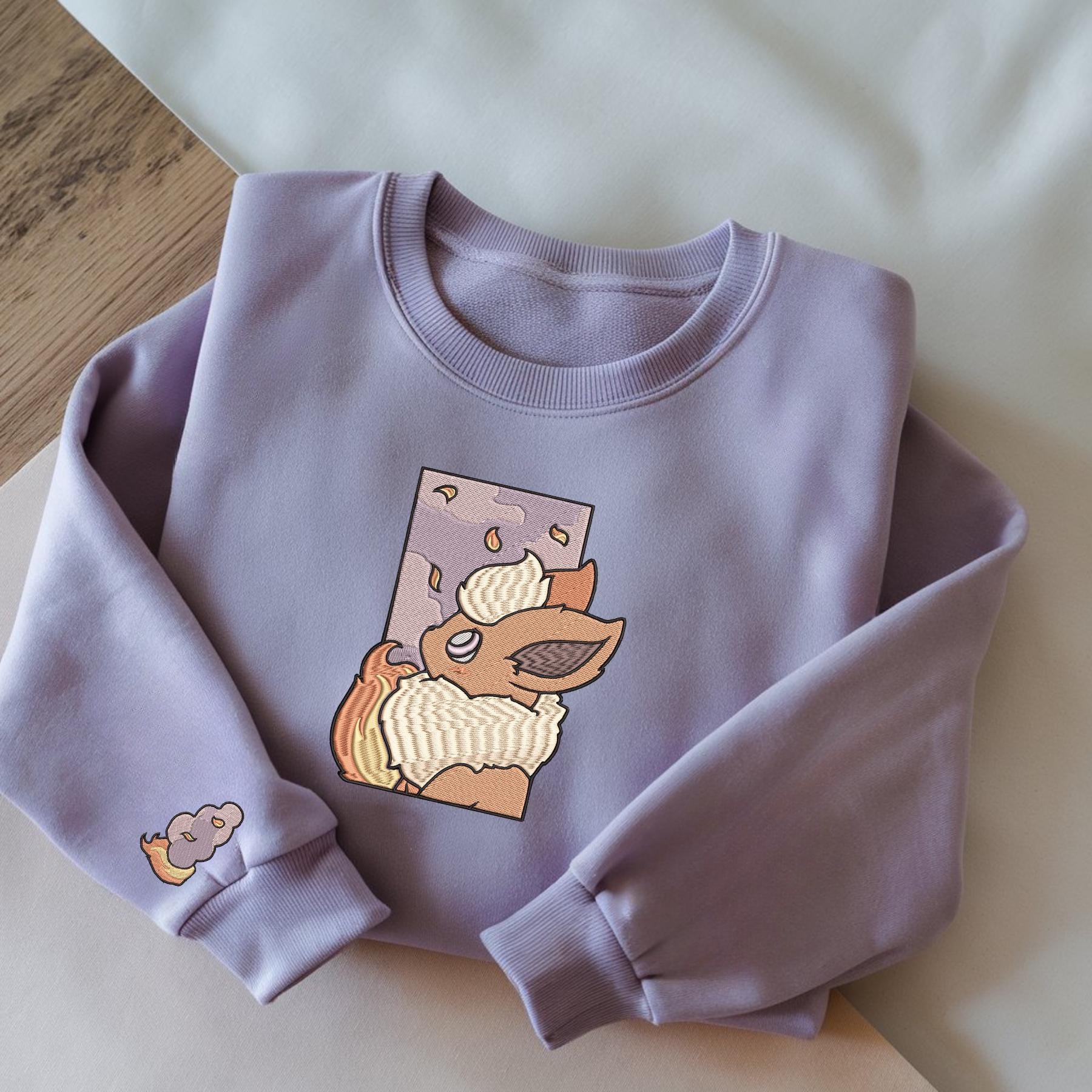 Embroidery Flaron Fire Cloud Sweatshirt Syveon Fairy Eve Butterfly Anime Tshirt PKM University Shirt Unisex Embroidery Flaron Fire Cloud Sweatshirt Syveon Fairy Eve Butterfly Anime Tshirt PKM University Shirt Unisex