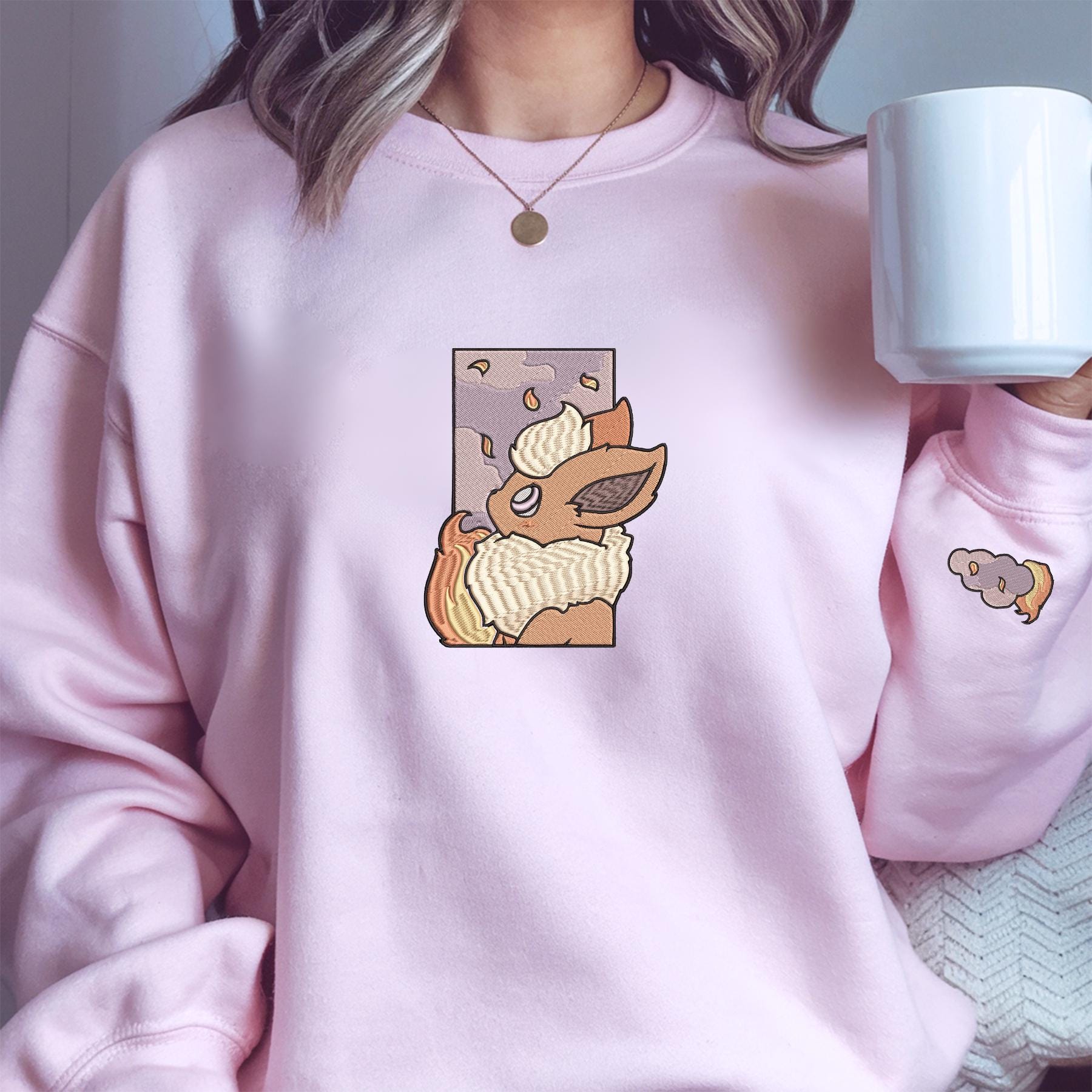 Embroidery Flaron Fire Cloud Sweatshirt Syveon Fairy Eve Butterfly Anime Tshirt PKM University Shirt Unisex