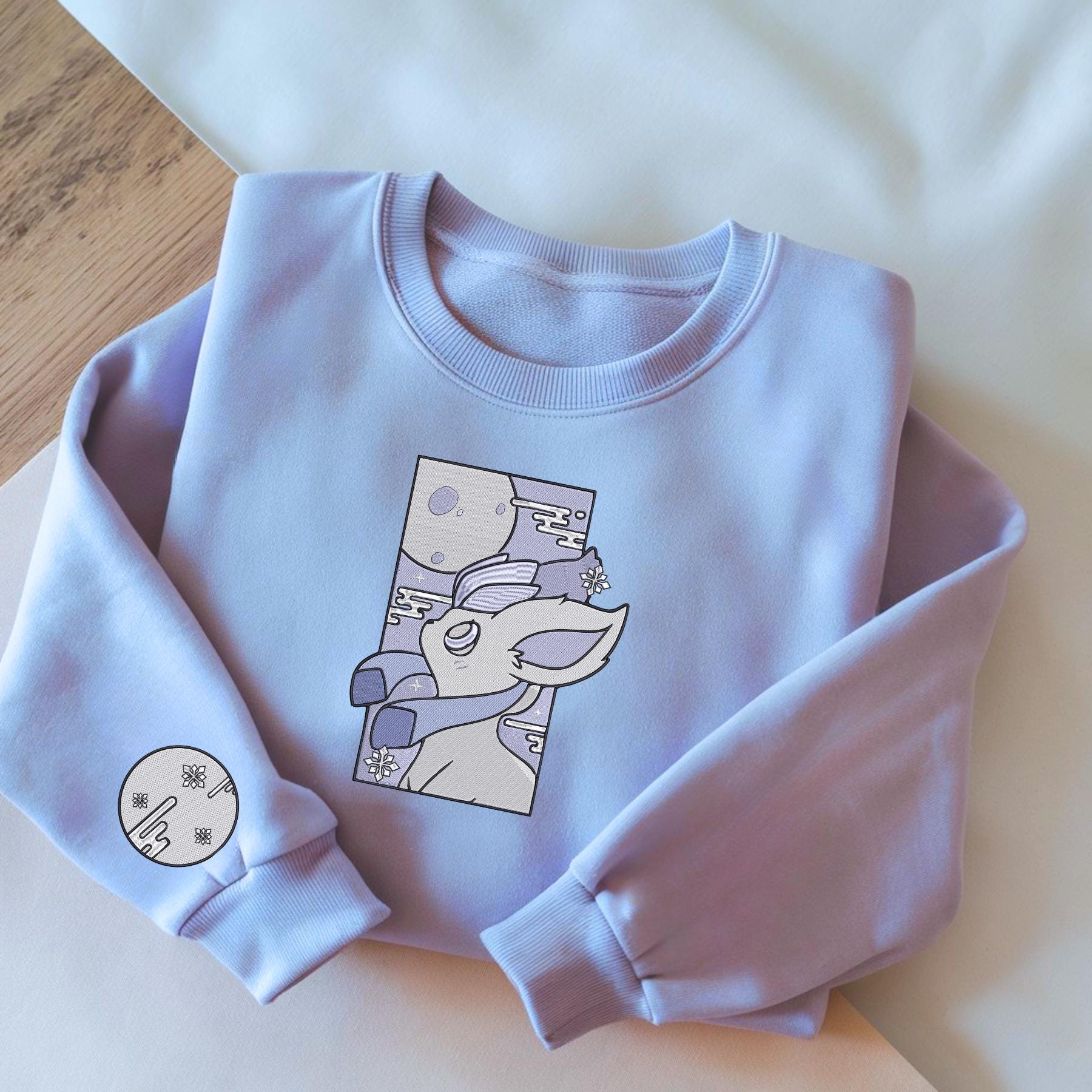 Embroidery Gaceon Moonlight Sweatshirt Evee Iced Snow Fairy Moon Anime Tshirt PKM University Shirt Unisex