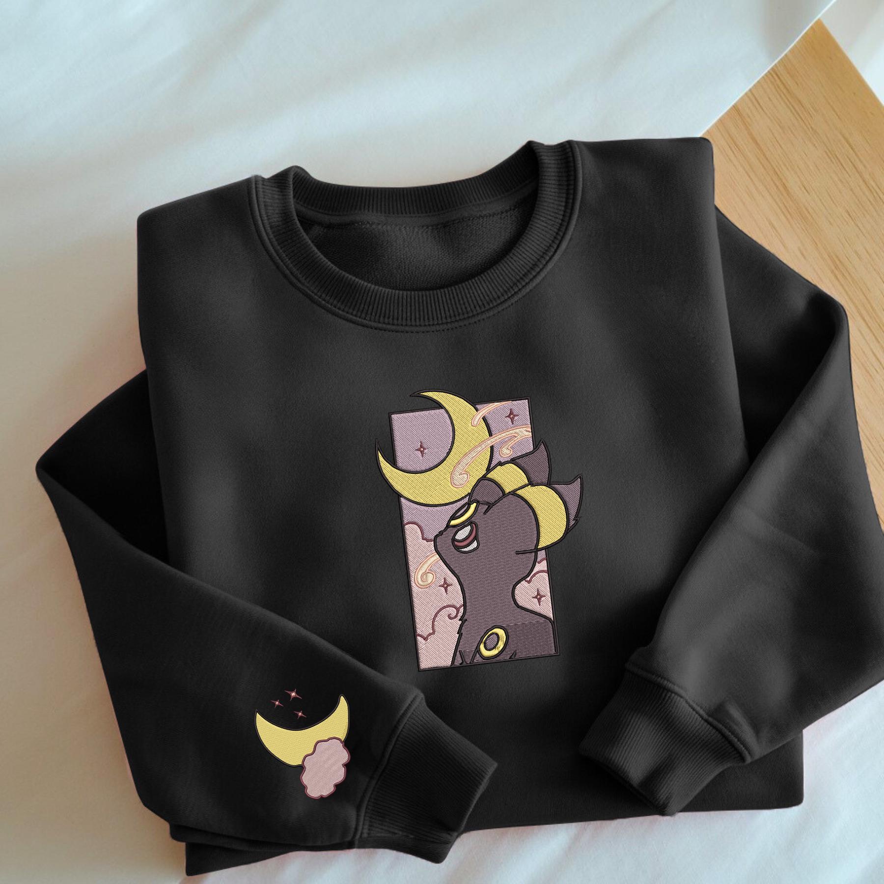 Embroidery Umreon Moonlight Sweatshirt Umbreon Crescent Moon Anime Tshirt PKM University Shirt Unisex Embroidery Umreon Moonlight Sweatshirt Umbreon Crescent Moon Anime Tshirt PKM University Shirt Unisex
