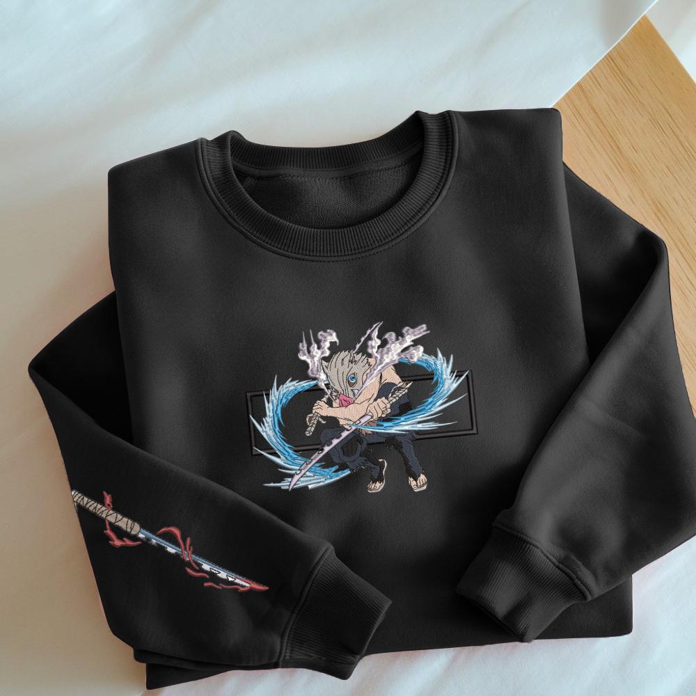 Embroidered Inosuke Sweatshirt Second Form-Rip And Tear Hoodies Embroidered Inosuke Sweatshirt Second Form-Rip And Tear Hoodies