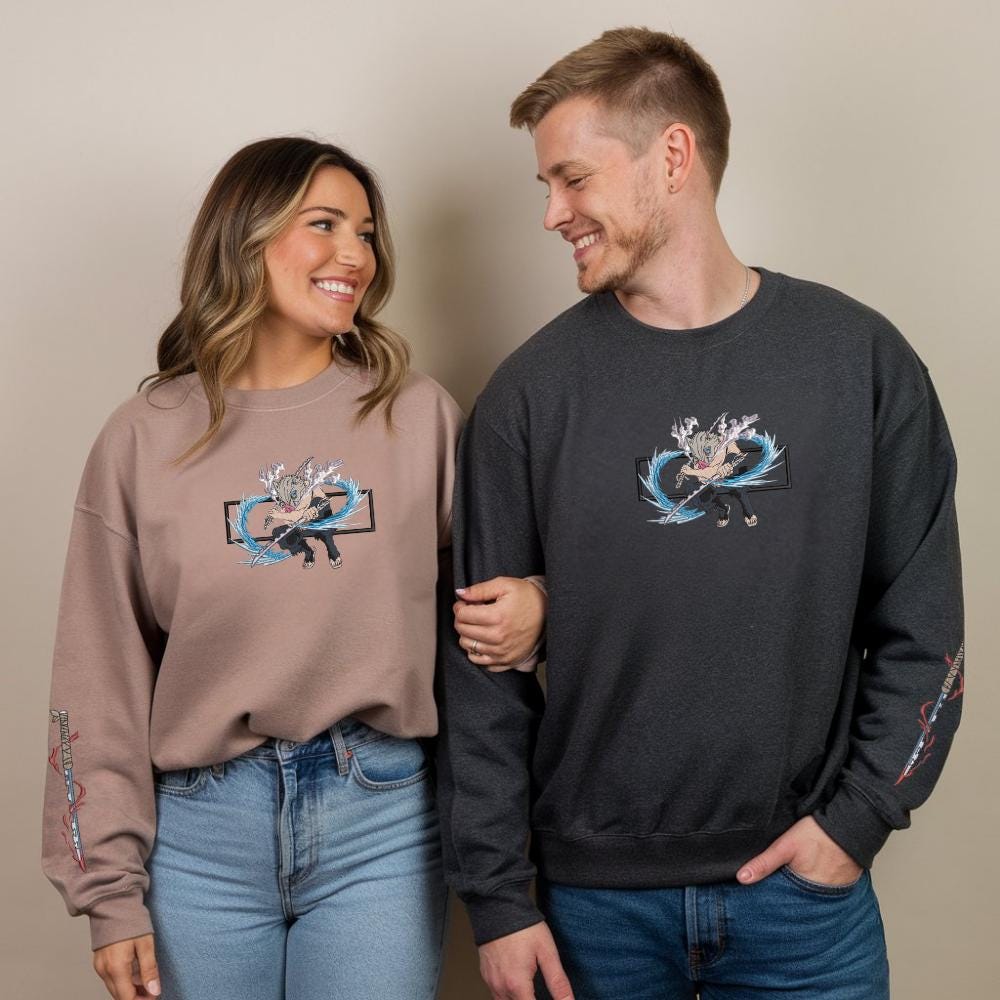 Embroidered Inosuke Sweatshirt Second Form-Rip And Tear Hoodies Embroidered Inosuke Sweatshirt Second Form-Rip And Tear Hoodies