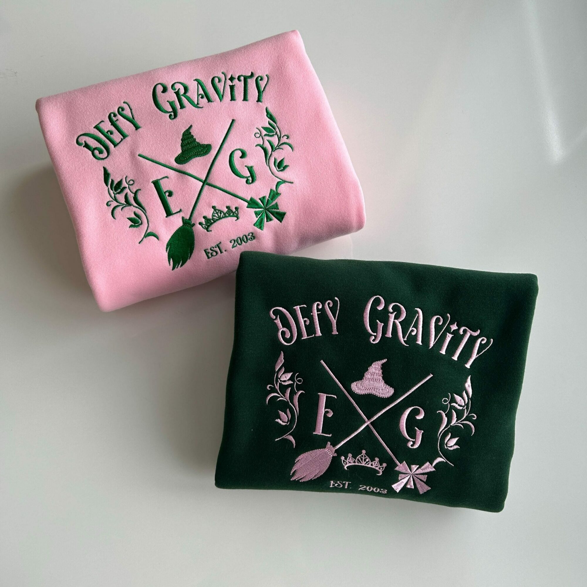 Embroidery Wicked Musical Elphaba And Glinda Sweatshirt Defy Gravity Quote Top Movie Fan Gift Shiz University Hoodies For Her