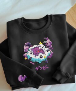 Embroidery Custom Gengar Greninja Sweatshirt On The Cloud Anime Tshirt Pokemon University Shirt Unisex