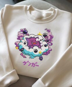 Embroidery Custom Gengar Greninja Sweatshirt, Gengar on the Cloud, Embroidery Anime Tshirt, Pokemon University, Anime Shirt, Unisex Shirt