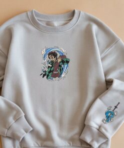 Embroidered Water Breathing Sweatshirt, Water Surface Slash Design, Perfect Gifts for Anime Lovers