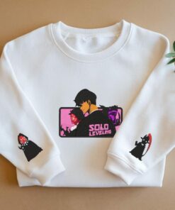 Embroidered Anime Sweatshirt I Alone Level Up-Inspired Design Monarch Of Shadows Sweater Double Dungeon Shirt Gifts For Lovers