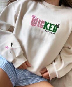 Wicked For Good Glitter Embroidered Sweatshirt, Broomstick Magic Wand Hoodie, Wizard of Oz Movie Fan Shirt, Wicked Part Two, Elphaba Glinda