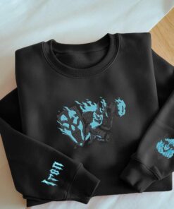 Embroidered Anime Character Sweatshirt, Iren On The Sleeve