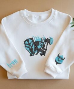 Embroidered Anime Character Sweatshirt, Iren On The Sleeve