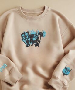 Embroidered Anime Character Sweatshirt, Iren On The Sleeve