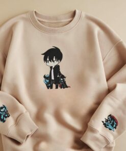 Embroidered Anime Double Dungeon Shirt, Design On The Sleeves