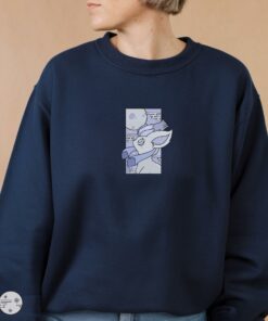 Embroidery Gaceon Moonlight Sweatshirt, Evee Iced Snow Fairy Moon, Embroidery Anime Tshirt, PKM University, Anime Shirt, Unisex Shirt