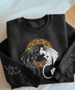 Glitter Embroidered Cartoon Sweatshirt, Tips for Training Your Dragon Shirt, Viking-Inspired Design, Night Rage Top, Gift for Cartoon Lovers