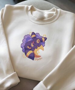 Embroidery Umreon Sleep Sweatshirt, Umbreon on the Cloud, Embroidery Anime Tshirt, PKM University, Anime Shirt, Unisex Shirt