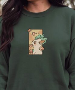 Embroidery Leafon PKM Sweatshirt, Leafon Grass Verdant, Embroidery Anime Tshirt, PKM University, Anime Shirt, Unisex Shirt