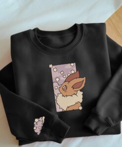 Embroidery Eve PKM Sweatshirt Evolution Flower Anime Tshirt University Shirt Unisex