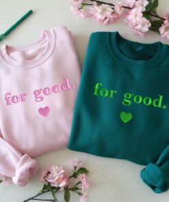 Embroidered For Good Wicked Sweatshirt Aesthetic Changed Hoodies Elphaba And Glinda Crewneck T-Shirt Defy Gravity Gift