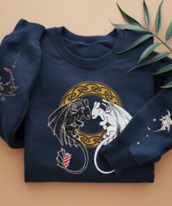 Glitter Embroidered Cartoon Sweatshirt, Tips for Training Your Dragon Shirt, Viking-Inspired Design, Night Rage Top, Gift for Cartoon Lovers