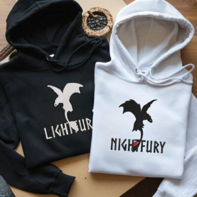 Light Fury And Night Cartoon Embroidered Sweatshirts