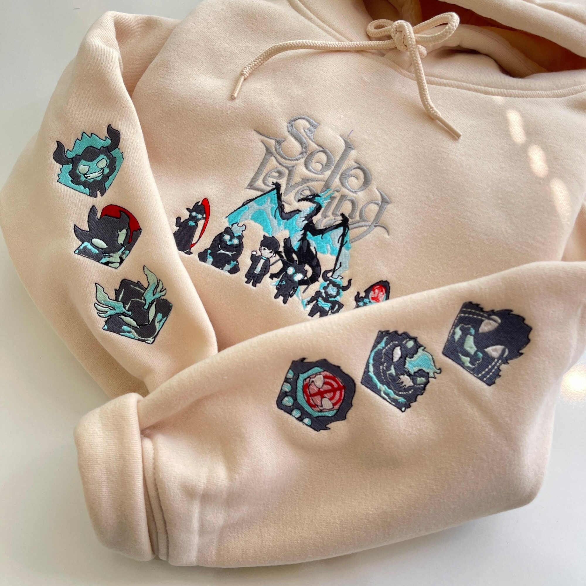 I Alone Level Up-Inspired Embroidered Anime Sweatshirt Double Dungeon Shirt