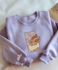 Embroidery Eve PKM Sweatshirt Evolution Flower Anime Tshirt University Shirt Unisex