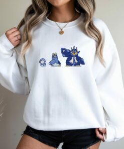 Embroidery Water Penguin PKM Sweatshirt, Pilub Evolution 0393-0395, Embroidery Anime Tshirt, PKM University, Anime Shirt, Unisex Shirt