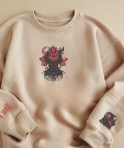 Embroidered Demon Sweatshirt – Red Flame Lord Design