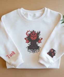 Embroidered Demon Sweatshirt – Red Flame Lord Design