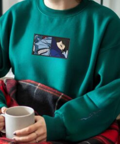 Anime Duo Embroidered Sweatshirt – Shark & Masked Ninja