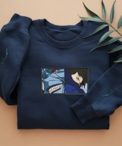 Anime Duo Embroidered Sweatshirt – Shark & Masked Ninja