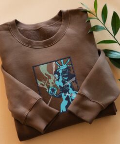 nime-Inspired Sweatshirt with Embroidered Hero Graphic – Unique and Stylish