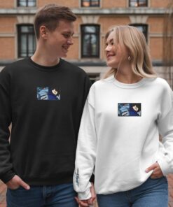 Anime Duo Embroidered Sweatshirt – Shark & Masked Ninja