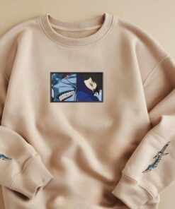 Anime Duo Embroidered Sweatshirt – Shark & Masked Ninja
