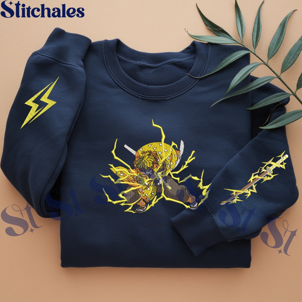 Embroidered Anime Sweatshirt, Zenitsu – Thunder Breathing Hoodie