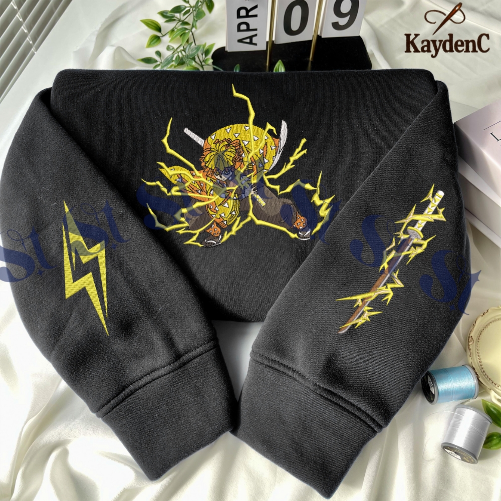 Embroidered Anime Sweatshirt, Zenitsu – Thunder Breathing Hoodie