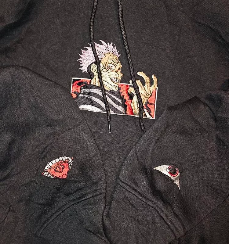Reviews 31 Ryumen Sukuna - Embroidered Jujutsu Kaisen Sweatshirt Malevolent Shrine-Inspired Sweater photo review