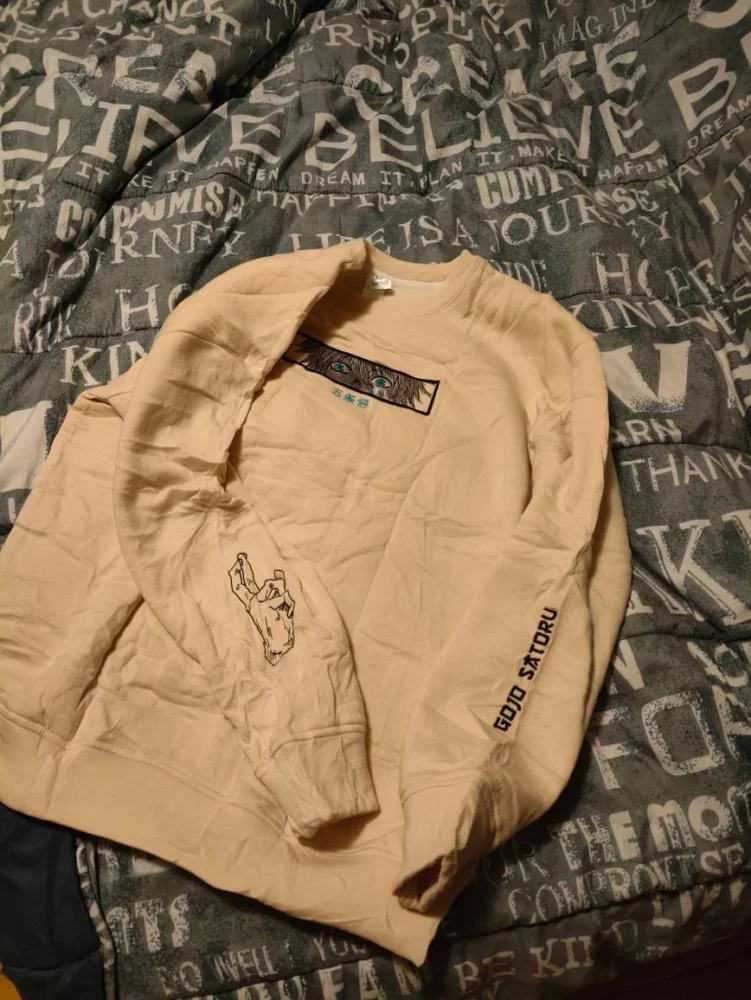 Reviews 19 Gojo Satoru - Embroidered Jujutsu Kaisen Sweatshirt Limitless Cursed Technique Design photo review