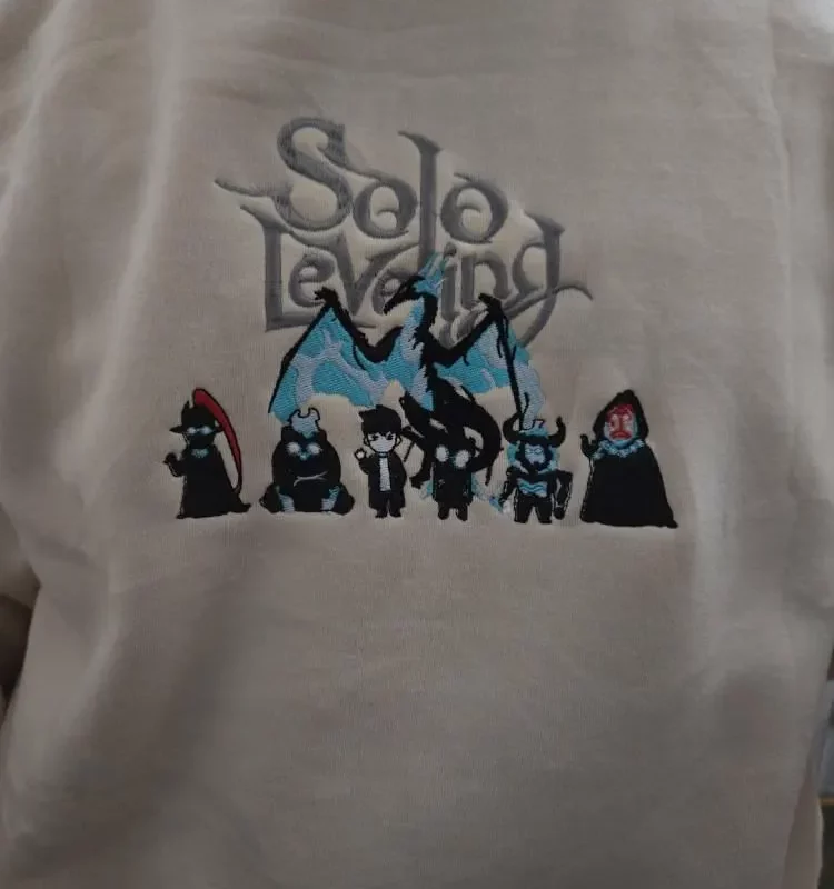I Alone Level Up-Inspired Embroidered Anime Sweatshirt Double Dungeon Shirt photo review