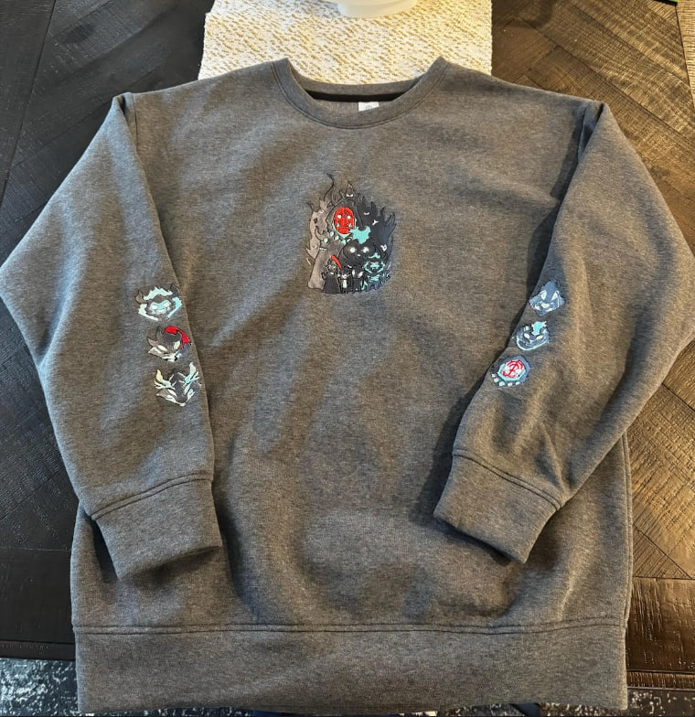 The Leveling System-Inspired Embroidered Sweatshirt Japan Anime Style photo review