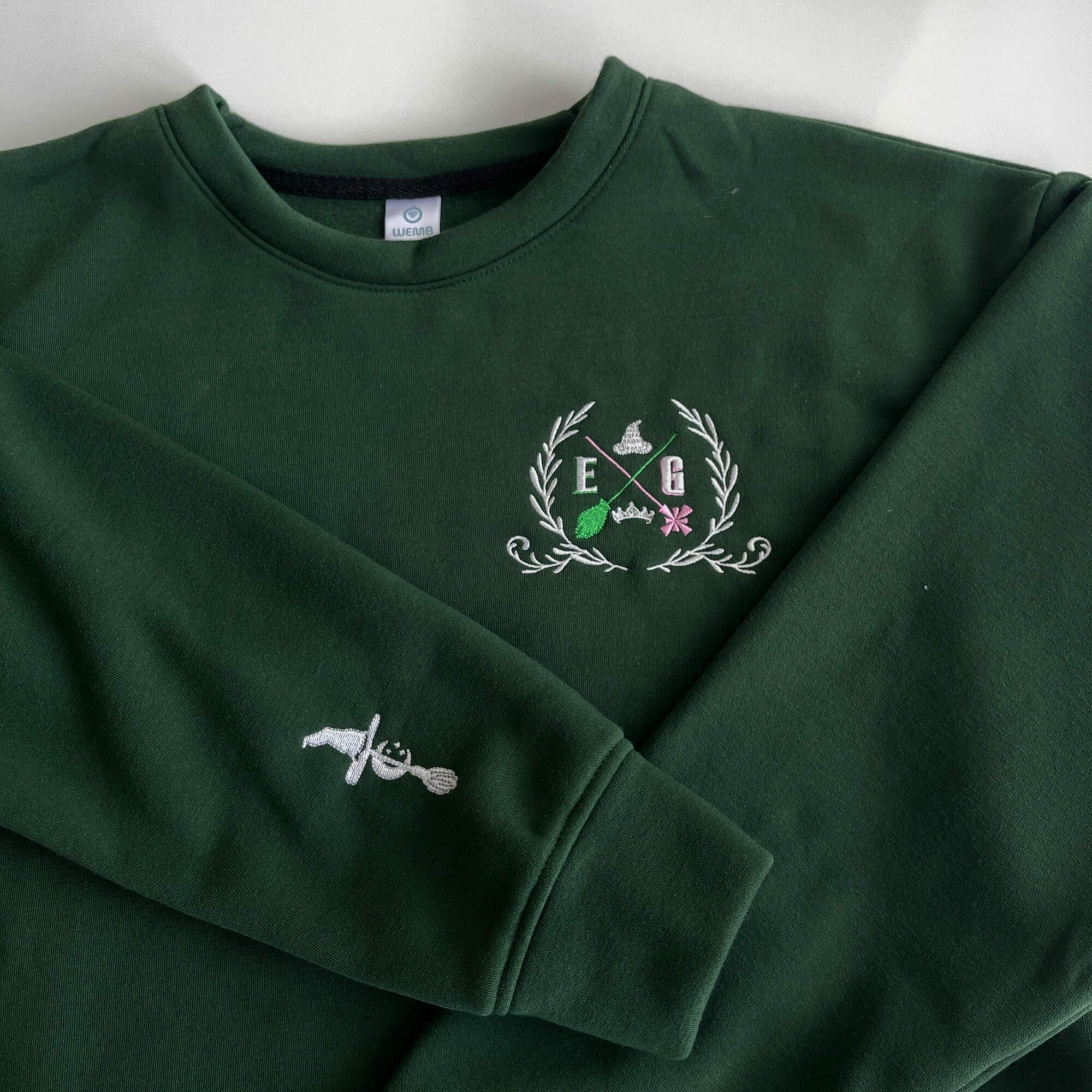 Wicked Pink And Green Unisex Embroidered Sweatshirt Glinda Wizard Of Oz Fan Gift