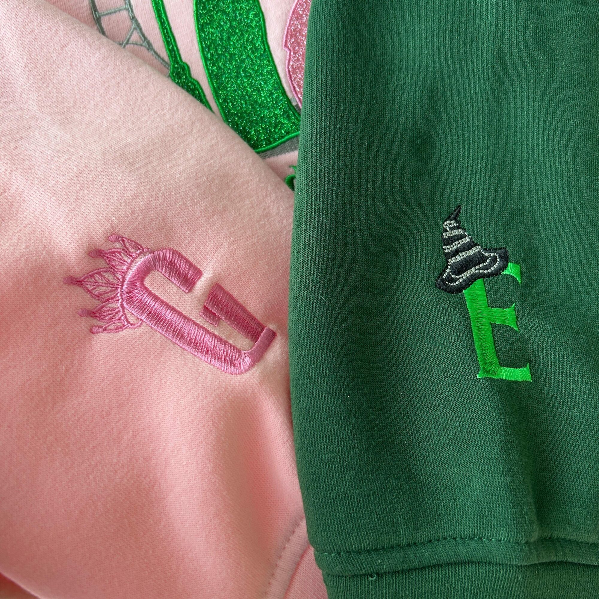 Wicked Changed For Good Glitter Embroidered Sweatshirt Elphaba And Glinda Embroidery On Sleeve