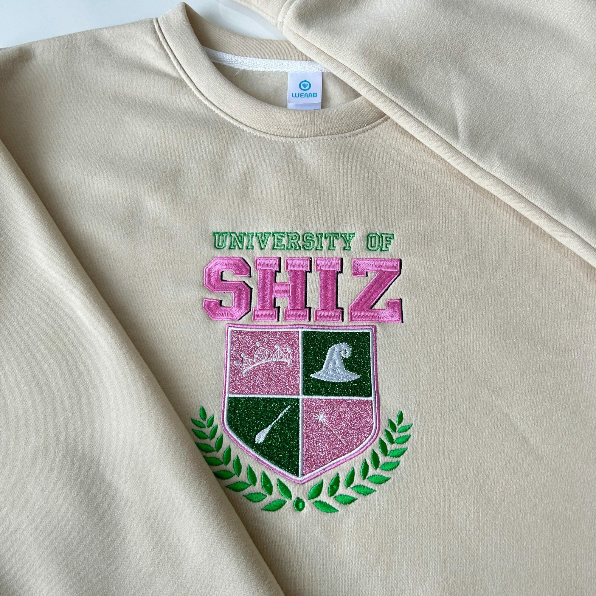 University Of Shiz Badges Embroidery Sweatshirt Wicked Elphaba Glinda Glitter Musical Movie Fan Gift
