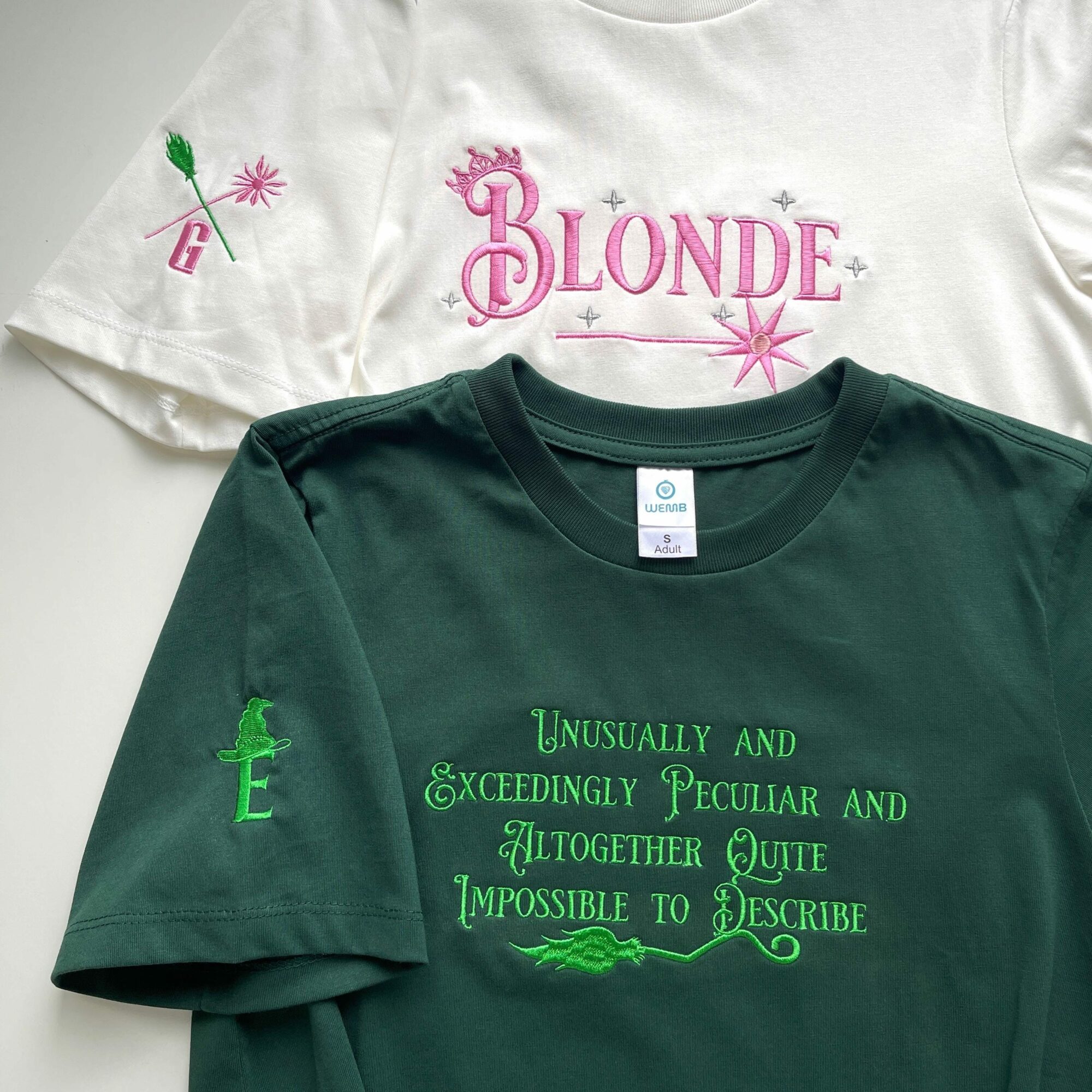 Elphaba Glinda Wicked Side Bow Embroidered Sweatshirts Blonde Exceedingly Peculiar