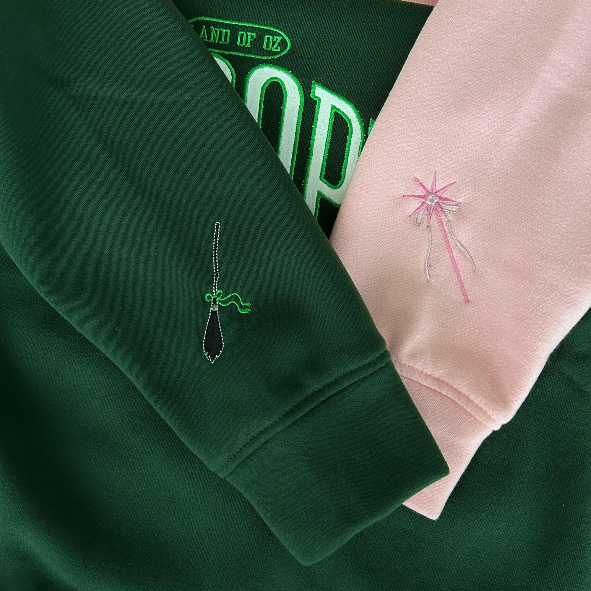 Thropp And Upland Shiz University Glitter Embroidered Sweatshirt Land Of Oz Elphaba Glinda Defy Gravity