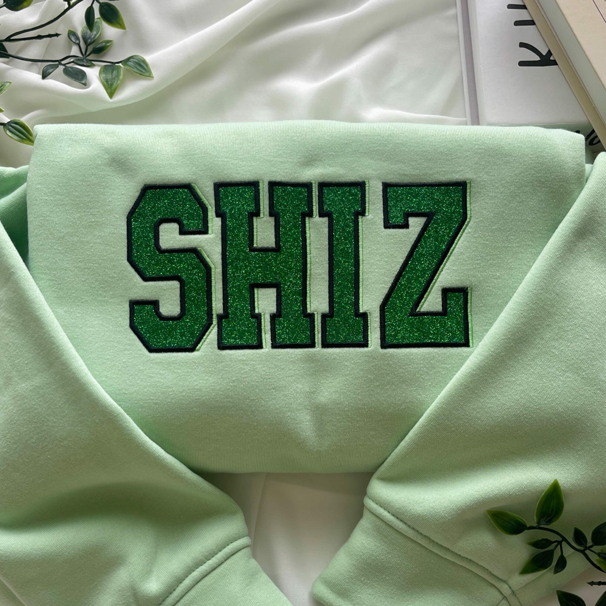 Shiz Elphaba Glinda Glitter Embroidered Sweatshirt University Wicked Winter Hoodie