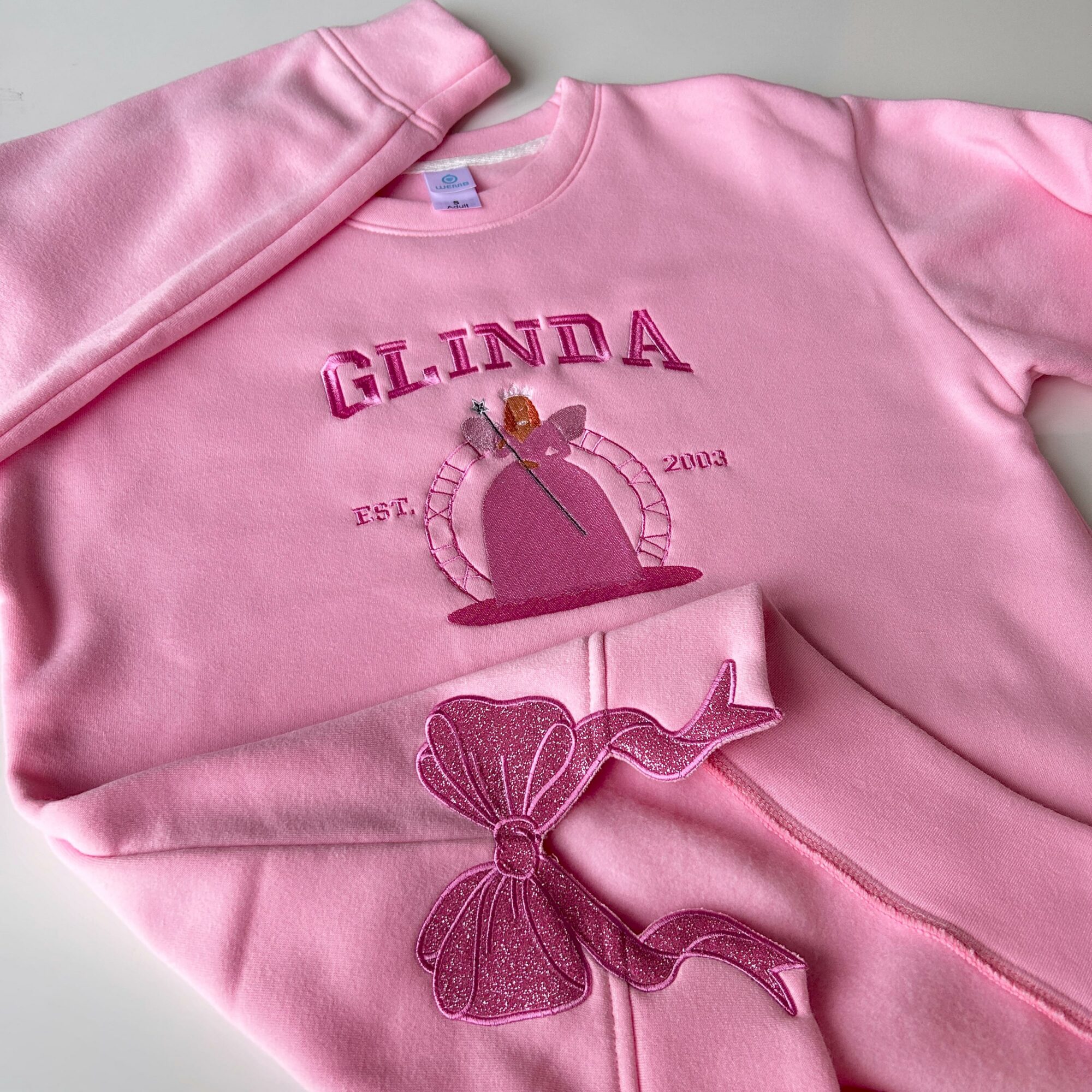 Elphaba And Glinda Side Bow Embroidered Sweatshirt Halloween Gift For Her