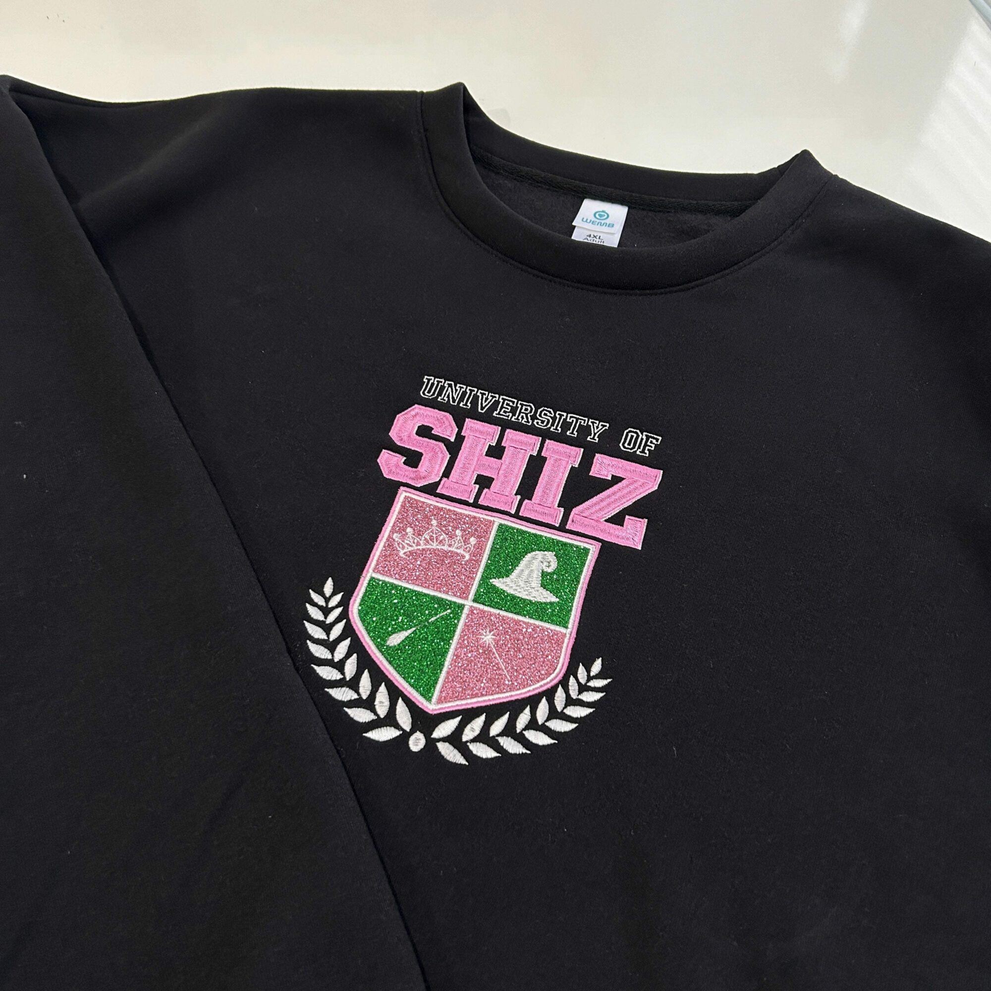 University Of Shiz Badges Embroidery Sweatshirt Wicked Elphaba Glinda Glitter Musical Movie Fan Gift