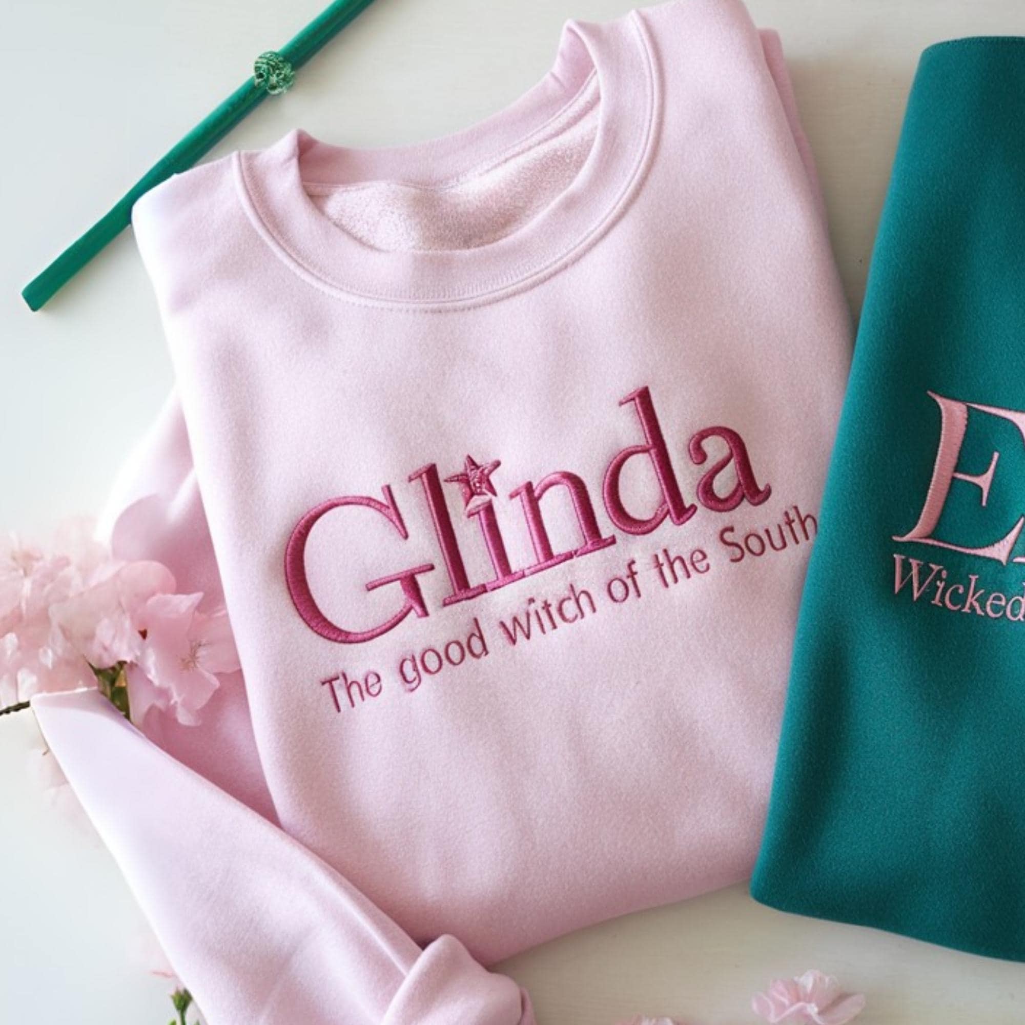 Elphaba And Glinda Crewneck Hoodie Embroidered Wicked Sweatshirt