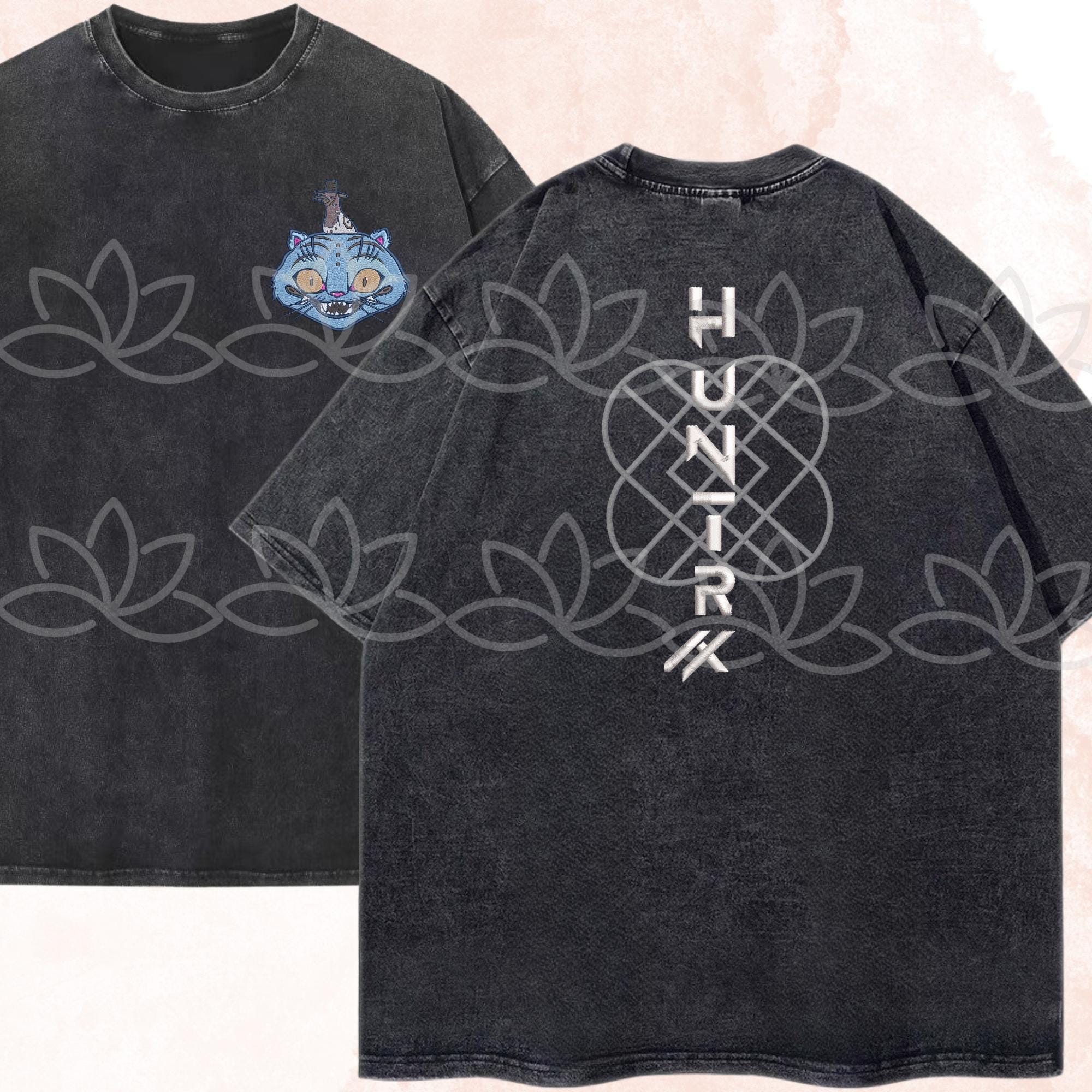Demon Hunters Tiger And Bird Embroidered Washed Shirt Hunter Fan